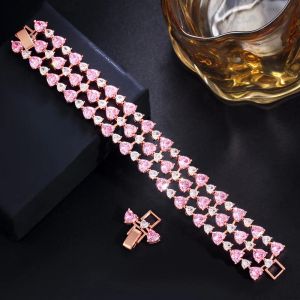 Pulseras ThreeGraces de alta calidad rosa Cubic Zirconia Color oro rosa amor corazón CZ pulsera de boda nupcial para mujeres joyería de graduación BR307