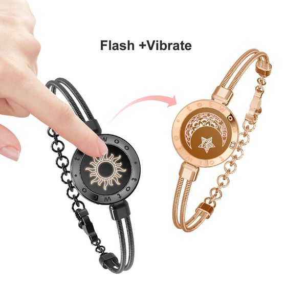 Bracelets totwoo touche à longue distance Light Vervibrate Bracelets pour les couples, Cadeau de relation longue distance pour la petite amie Soleil et Lune