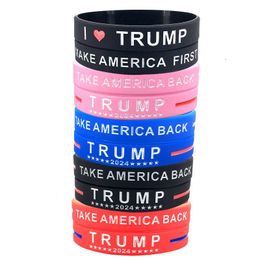 Bracelets Trump Keep America Great for President 2024 Silicone Inspirant Motivation Fille Garçon Unisexe Bracelet Américain Donald Vote Étoile Rayé Bracelets