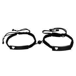 Bracelets USPS Gravure Bracelets à cordes tressées pour couples femmes hommes, aimant nom personnalisé bracelet en acier inoxydable Y946MAGNET