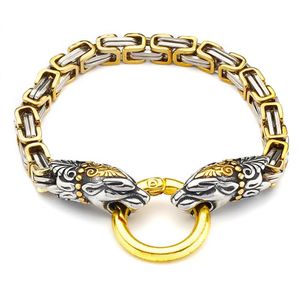 Bracelets Vintage tête de léopard nordique Viking Bracelet pour homme Punk Biker acier inoxydable chaîne byzantine Bracelet mode amulette bijoux