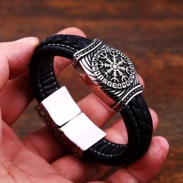 Bracelets Vintage Viking boussole Bracelet Punk mode acier inoxydable nordique Rune Bracelet pour hommes amulette bijoux cadeau livraison directe