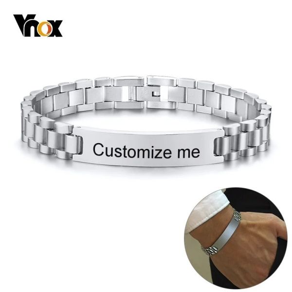 Bracelets vnox Personnalisez des bracelets ID en acier inoxydable de 10 mm pour les hommes Male Male Male Pulseira Valentin Gift pour lui Drop Shipping