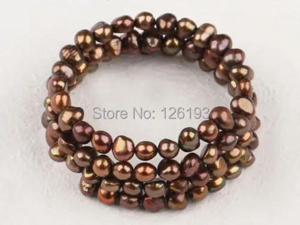 Bracelets en gros marron chocolat 5mm bracelet de perles d'eau douce bracelet femme