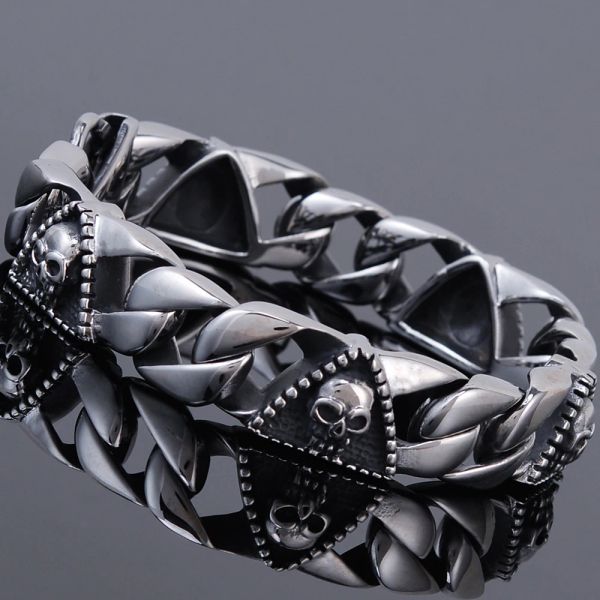 Bracelets Gros hommes Bracelets Punk Rock tête de crâne chaîne Bracelet pour hommes grande taille 23 CM 9 