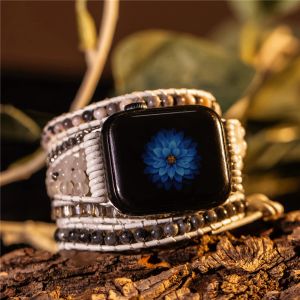 Bracelets Femmes Natural Agate Stone Apple Watch Watch Sobre de guéris