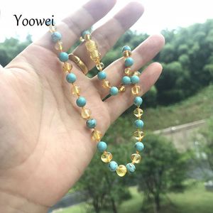 Bracelets Yoowei 9 couleur nouveau Bracelet/collier de dentition ambre pour bébé adulte unisexe authentique pierre naturelle ambre baltique bijoux en gros