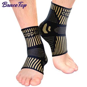 BraceTop 1 paire de cuivre attelle de cheville soutien manchon de compression chaussettes fasciite plantaire entorse cheville tendon d'Achille soulagement de la douleur 240108