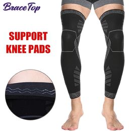 Bracetop Longue jambe Compression Sleevesfullgg Sleeve Long Knee Souppe Support de genou Protéger le basketfootball Galent Gale Relief 240416