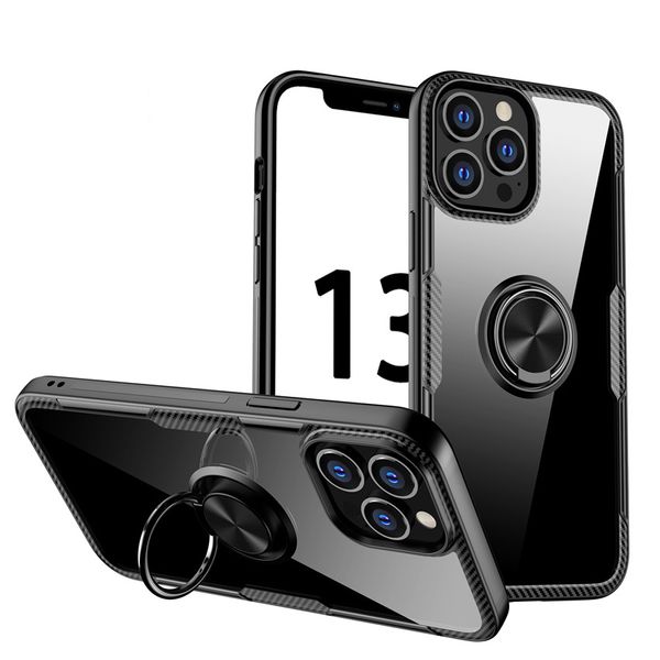 Support étuis transparents pour iPhone 13 12 Mini 11 Pro XS Max XR X 8 7 6 Plus Samsung S22 Ultra S21 FE HUAWEI P50 OPPO Reno4 Xiaomi 12 Couverture de téléphone en fibre de carbone