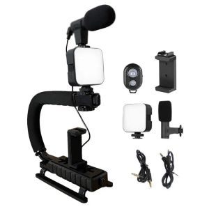 Beugel Actiecamera Gimbal Stabilisator Ushaped camera -gimble handheld stabilisator met Hotshoe Mount Fill Light telefoonhouder voor DSLR