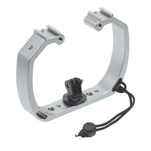 Bracets Feichao Double porte-caméra Pondront de caméra stabilisateur Chaussure froide pour la lumière flash micro pour GoPro 11 10 9 8 Action Caméra sous l'eau