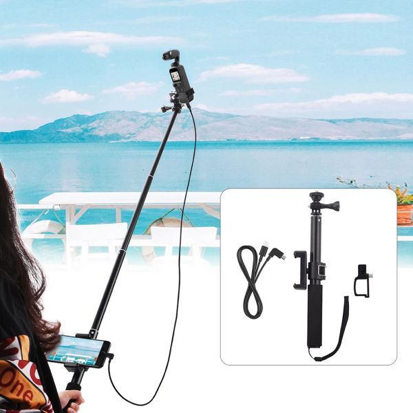 Backets para DJI Pocket 2 Extension Pole Selfie Stick Estabilizador de cardán de mano con suplantador de soporte Polte de soporte de soporte Accesorio