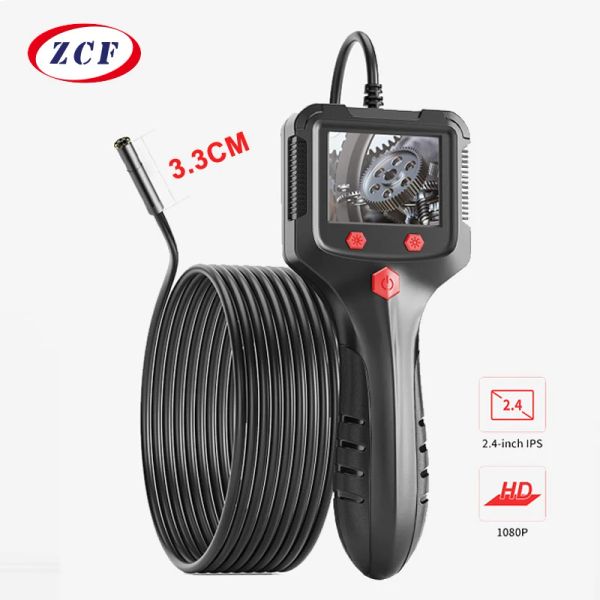 Caméra d'endoscope industriel des supports à main le poteau 2,4 '' hd1080p 30 mètres de tuyau de câble rigide d'inspection d'égout de borescope ip68 imperméable 2600mAh