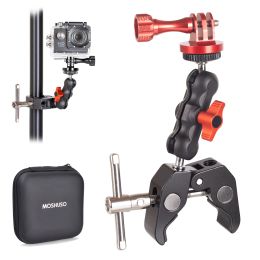 Soportes Moshuso Super Clamp Mount para el adaptador de monitor de montaje de la cámara GoPro con cabezal de bola doble de brazo mágico de 360 °