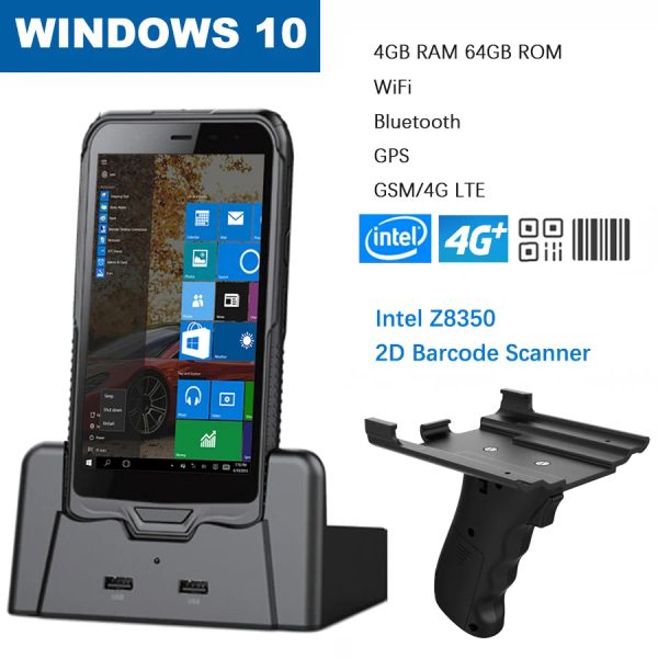 Bracets rugline 6 pouces Red Handheld PDA Windows 10 Tablette OS avec 4G RAM 64G ROM 1D 2D SCANNER BARNER WIFI GPS GSM / 4G CAME