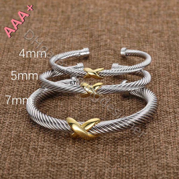 Braclet Designer Bracelet Twisted Wired Round Bracelets de luxe Câble x Gold Women Fashion 925 Siltling Silver plaqué chanvre Gift Free Bijoux Expédition Cross Retro D7m1