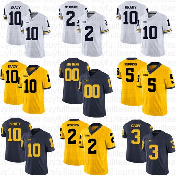 Brady Football Tom Maillots 10 5 Jabrill Peppers 2 Charles Woodson 3 Rashan Gary Jim Harbaugh Desmond Howard NCAA Michigan Wolverines College