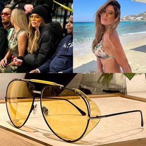 BRADY LUNETTES DE SOLEIL élégantes ovales en métal monture jambes fines verres enduits bleus temple TF900 avec logo en métal exquis et élégants Lunettes de soleil dégradées pour femmes