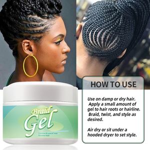 Gel de tresse Strong Hold for Twist tresds Edge No Flake Traiding Gel Edge Control Frizz African Hair Styling Forming Cream Anti Break Hair Cair Wax Care 061