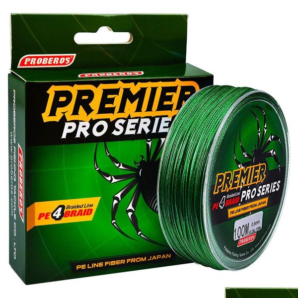 Ligne de tresse 100 mètres/1 boîte 5 lignes de pêche de couleur 4 tissages tressés Pe disponibles 6Lb-100Lb2.7Kg-45.3Kg accessoires de matériel Pesca E-004 D Dhe08