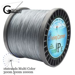 Gevlochten lijn 16 strengen PE gevlochten 300M/500M/1000M gevlochten vislijn Multi Color Super Strong Japan Multifilament vislijn draad 231201