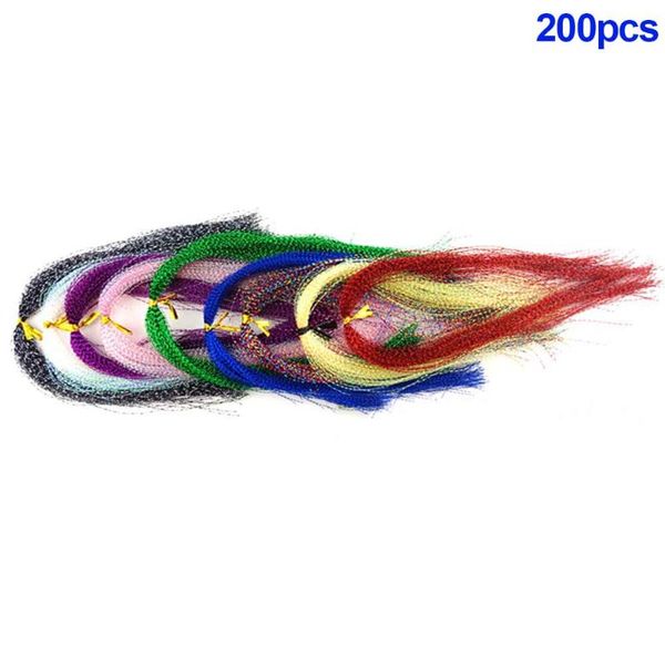 Línea trenzada 200 Uds anzuelo anzuelo señuelo hacer atar plumas holográficas Material de pesca DIY cebo Artificial ED889
