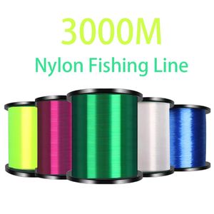 Ligne de tresse 3000M Nylon pêche Super fort Monofilament fluorocarbone enduit japonais matériel eau salée carpe Leader 230113