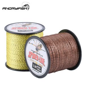 Braid Line Angryfish 8 strengen 300m Pe gevlochten vislijn camouflag geel en bruin 18lb-70lb 230403