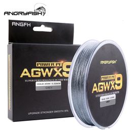 Braid Line Angryfish 9 Banden 300M327YD Super Pe Blaided Vislijn met sterke kracht en Wearresistant Fishing Line 230407