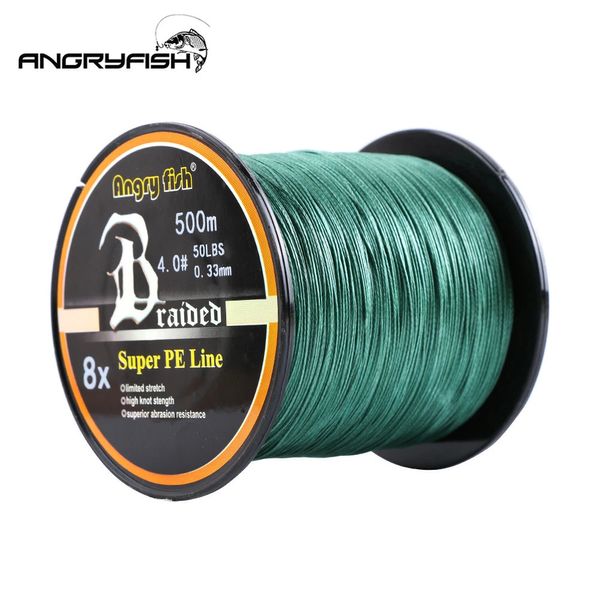 Ligne de tresse Angryfish vente en gros 500 mètres 8X ligne de pêche tressée 8 couleurs ligne PE Super forte 231016