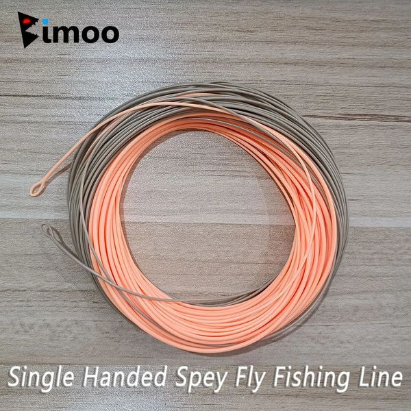 Ligne de tresse Bimoo 90FT ligne de pêche à la mouche Spey à une main poids ligne de mouche flottante avec 2 boucles de soudure WF-1F ~ WF-7F Camo Peach 231012