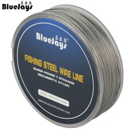 Ligne de tresse BlueJays 100 M lignes de fil d'acier de pêche puissance maximale 7 brins couverture super douce avec plastique étanche marque 231204