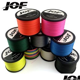 Ligne de tresse Ligne de tresse Jof Pe Fil tressé Pêche 4 brins 1000M 500M Japon Fibre Mtifilament forte 0,10 mm-0,70 mm 230613 Drop Delive Dhcao