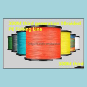 Braid Line Lignes de pêche Sports Outdoor 300M / 980Ft Third Generationpe 9Tresse 8Colors 8-176Lb Test For Salt-Water Hi-Grade Performance H