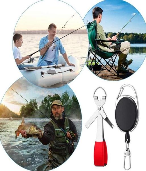 Pêche à la ligne de tresse pêche multifonctionnelle à nœuds rapides à nouée ciseaux outils de brin avec keychainred rétractable48748568827426