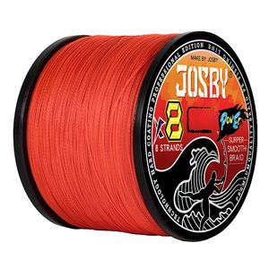 Ligne de tresse JOSBY 8 pêche tressée 1000M Multifilament PE 4 brins cordon 10LB 85LB technologie japonaise forte Orange 9 couleurs 230822