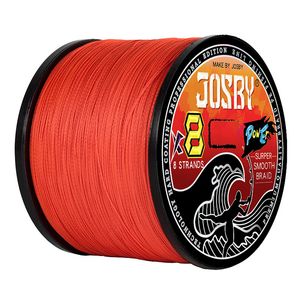 Ligne de tresse JOSBY 8 Ligne de pêche tressée 1000M Multifilament PE 4 Brins Cordon de pêche 10LB-85LB Forte Japon Technologie Orange 9 couleurs 230619