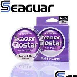 Ligne de ligne tressée Seaguar Glostar Original Fishing 4Lb70Lb 100% lignes fluorocarbone 100M60M 50ème anniversaire produit limité Drop D Dh4Oi