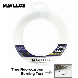 Gevlochten Lijn Mavllos 50M 100M 100 Super Sterke True Fluorocarbon Vissen Monofilament Leider Carbon Fiber Fly 230729