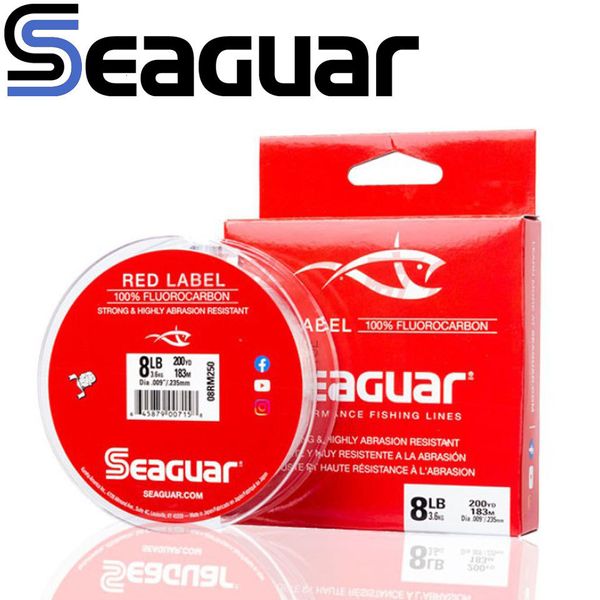 Ligne de tresse ligne de pêche originale SEAGUAR étiquette rouge 6LB-12LB 100% lignes de pêche en fluorocarbone 229M183M 230403