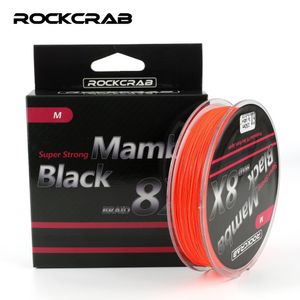 Braid Line Rockcrab Brand Black Mamba 8x Series 150m 164 -yards 8 strengen multifilament PE -lijn gevlochten vislijn super sterk glad 230403