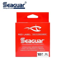 Línea trenzada Seaguar etiqueta roja fluorocarbono 6LB 20LB 160-180M prueba monofilamento de fibra de carbono líneas de líder de cable de carpa 221019