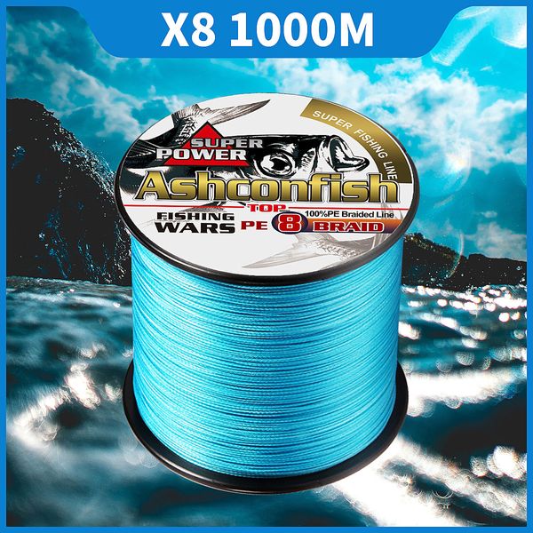 Ligne de tresse Super Longline pêche 1000M 8 brins 6 10 200 300LB cordons solides PE lignes tressées 0.1 1.0mm corde 230822