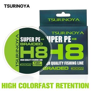 Braid Line Tsurinoya 300m 150m 100m Pe Gevlochten Visserij H8 Lang gieten 8 strengen Multifilament gladde draad 14-50 pond zoutwater 221019