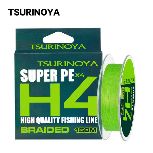 Ligne de tresse TSURINOYA 4 tissages PE ligne de pêche H4 4-8lb 150m jeu léger jeu de truite longue coulée 4 brins tressé ligne multifilament lisse 230220