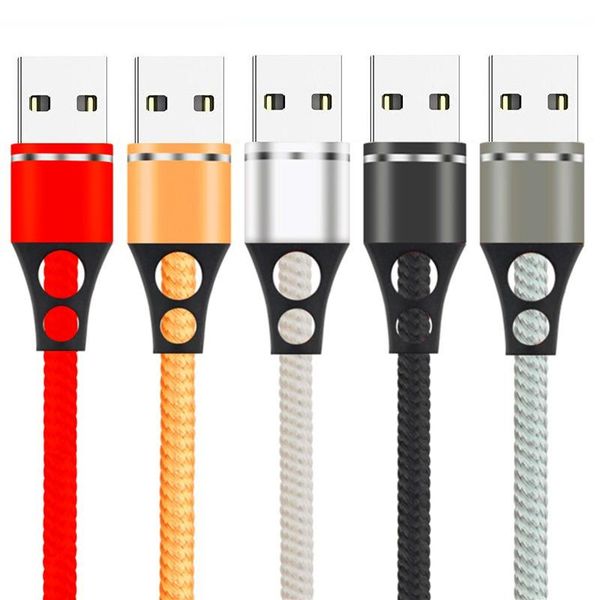 Cables USB trenzados de aleación meta tipo C 1m 3 pies velocidad rápida Micro V8 cable de 5 pines para samsung s7 s8 edge s9 s10 note 9 lg