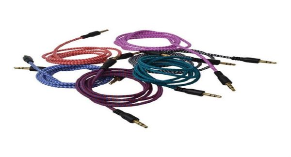 Cable auxiliar de audio trenzado 1M 35 mm de extensión Aux Aux Aux Male a masculino