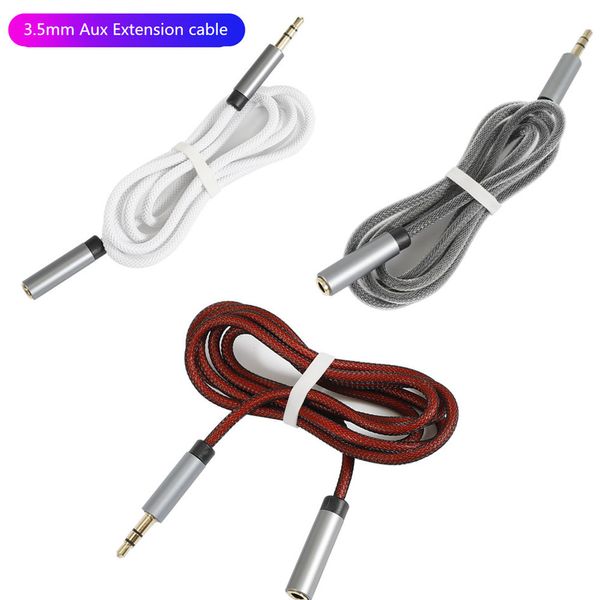 Câble Audio résille tressé 3.5mm paire ligne d'enregistrement câbles d'extension casque mâle à femelle AUX voiture