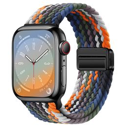 Boucle de sport solo tressé pour Apple Watch Band 40mm 41mm 38 mm 44 mm 45 mm 42 mm Back de boucle magnétique STRAPT NYLON SPORT POUR LES BANDES IWATCH 9/8/7/6 5/4/3/2 / SE